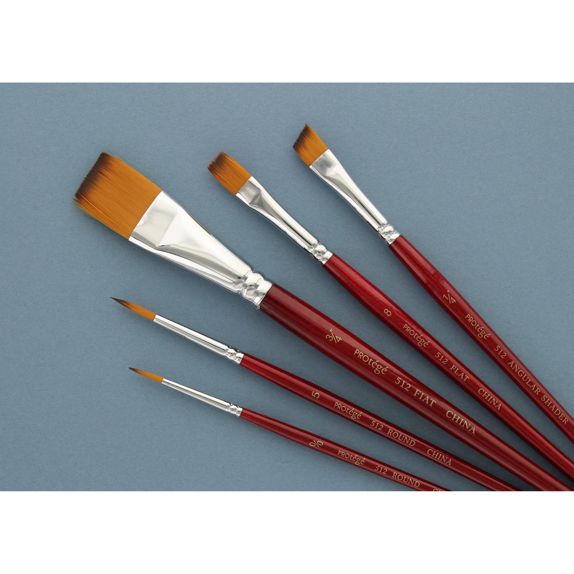 Protégé Premium Taklon Short Handle 5 Piece Brush Set